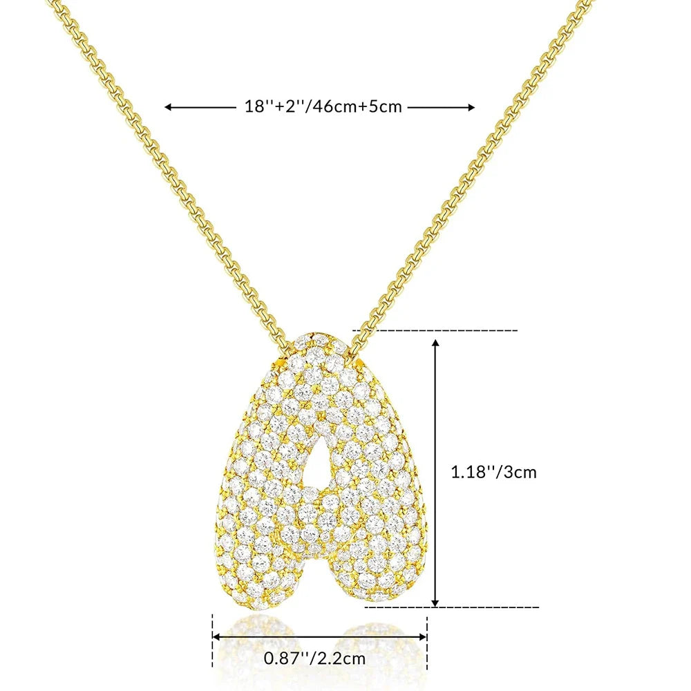 CZ Zircon Alphabet Letter Necklace