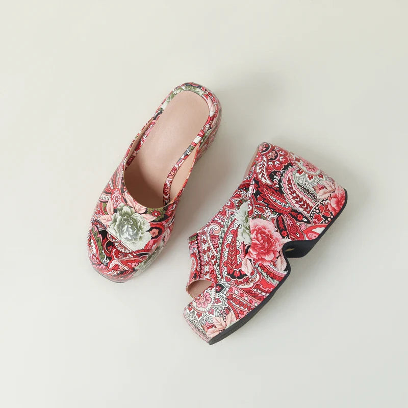Karuna Colorful Paisley Prints Wedge Sandals