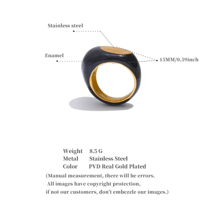 Pauline Enamel Geometric Minimalist Ring