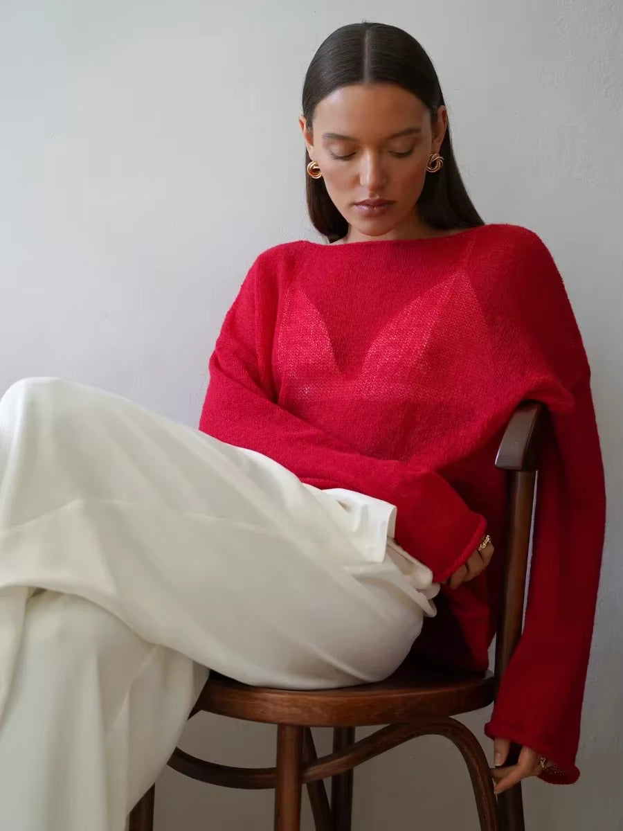 Carina Loose Long Sleeve Mesh Sweater