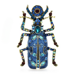 Jumbo Enamel Rhinestone Beetle Brooches