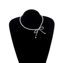 Chic Pearl Bow Knot Choker Necklace