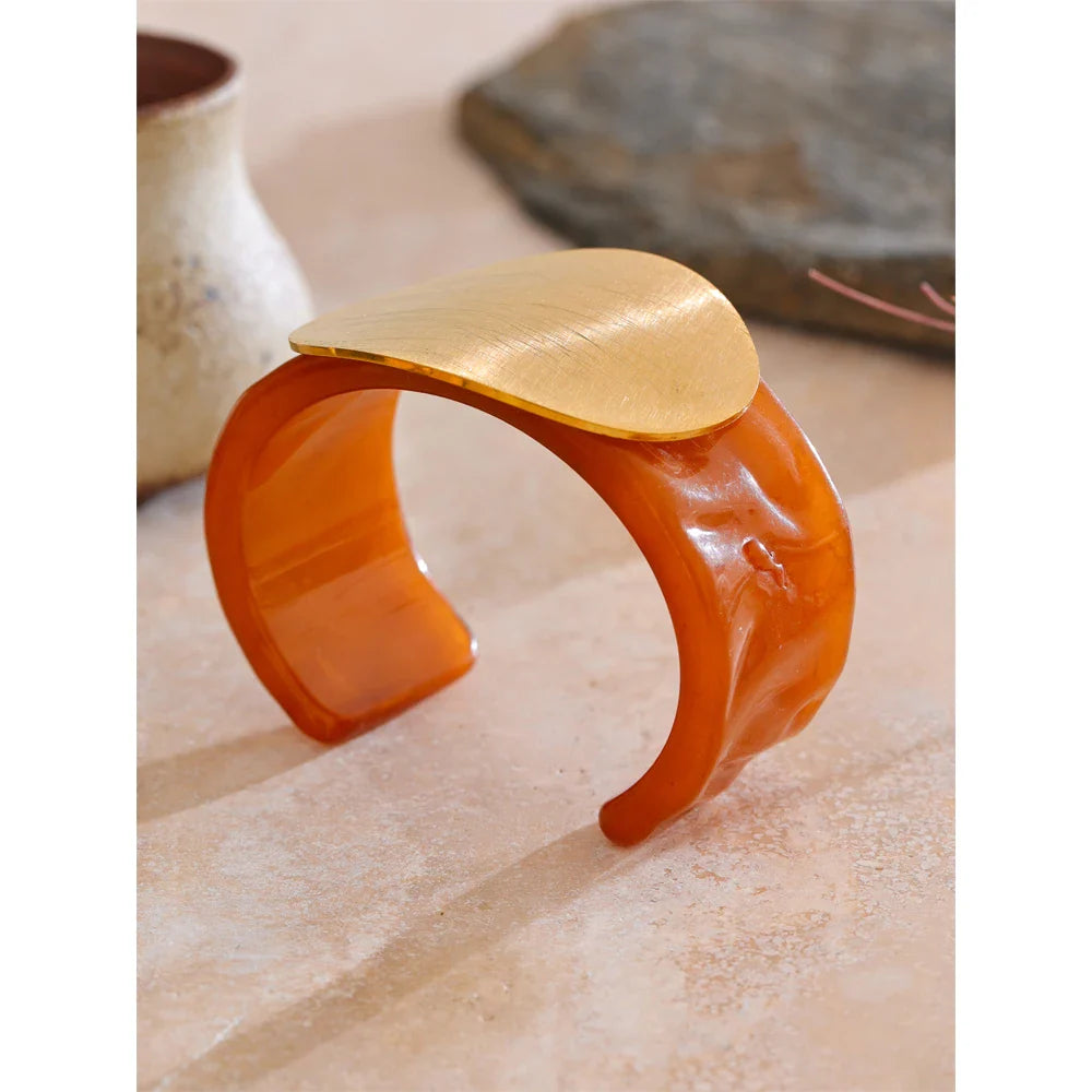 Cara Resin & Gold Sculptural Cuff Bracelet