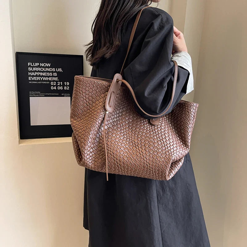 Bridget Woven Texture Shopper Totes