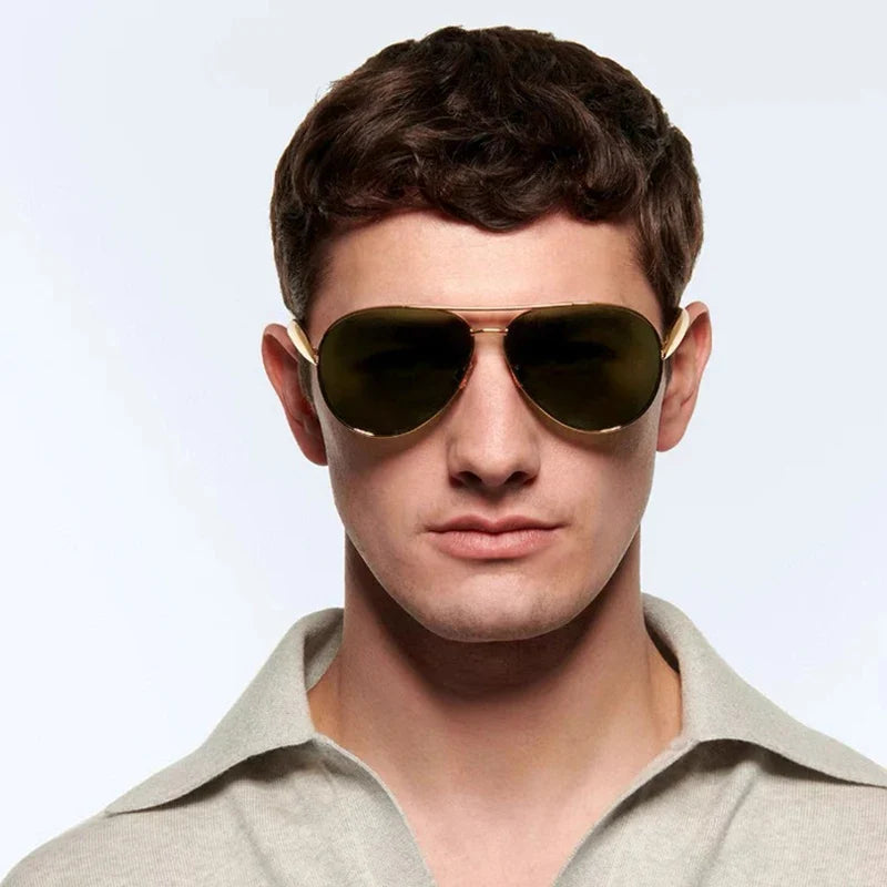 Brixton Metallic Temple Aviator Sunglasses
