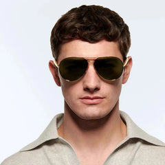Brixton Metallic Temple Aviator Sunglasses