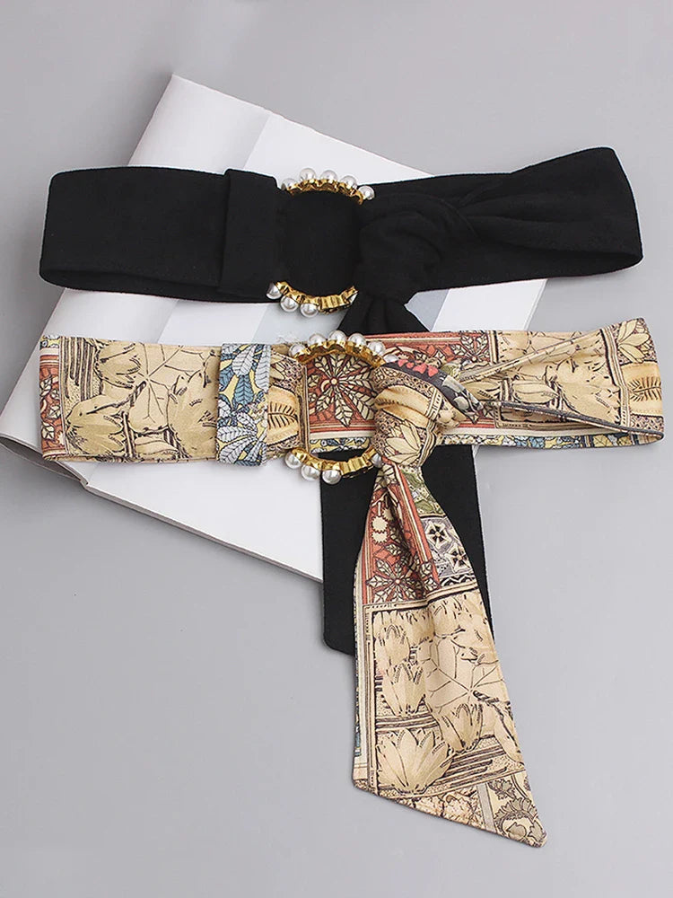 Elegant Vintage Print Sash Belt