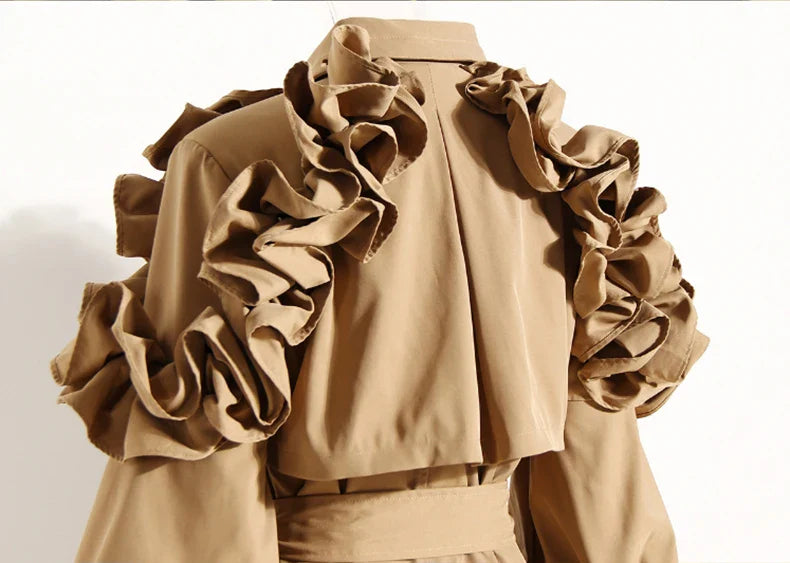 Octavia Ruffle Applique Trench Coats