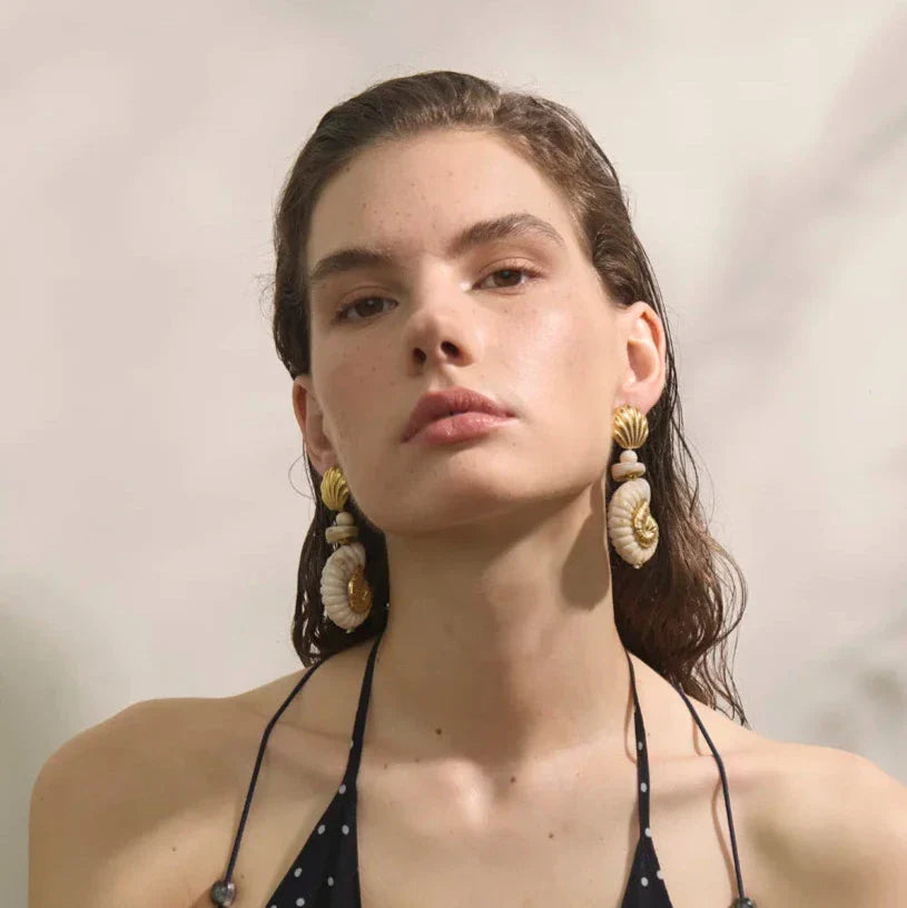Ocean Resin Shell Conch Drop Earrings