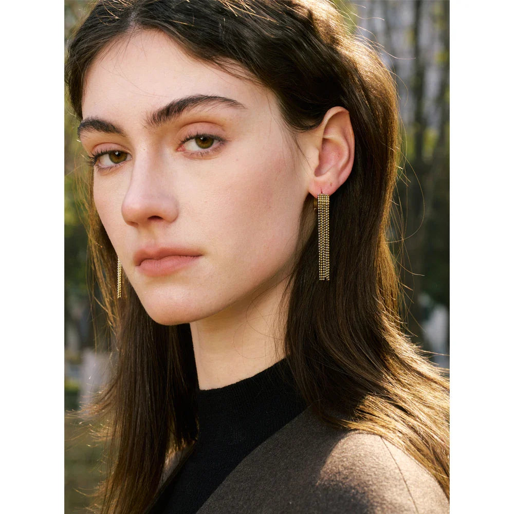 Gina Metal Bead Tassel Drop Earrings