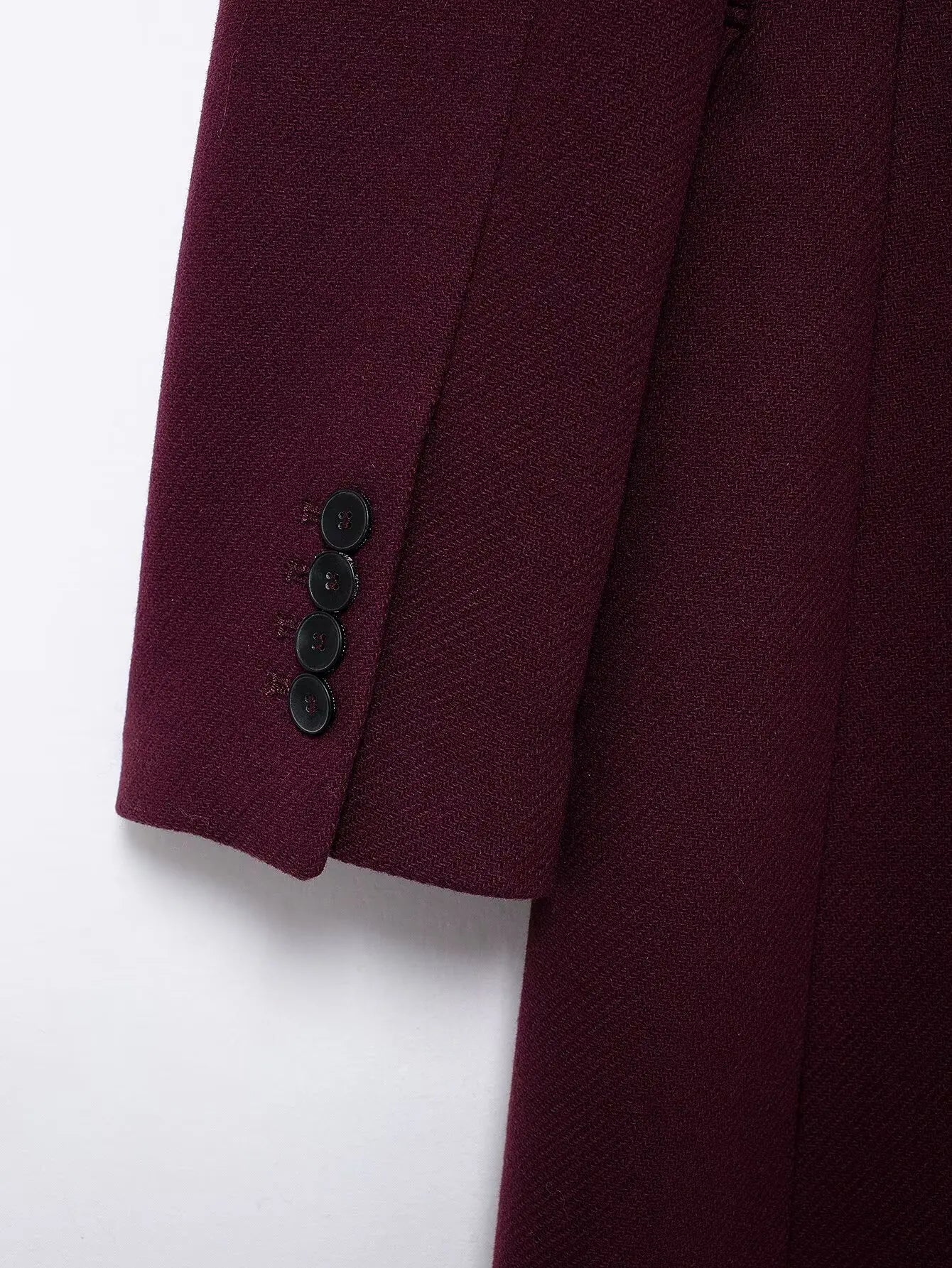 Aideen Burgundy Woolen Maxi Coat