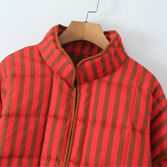 Esa Orange Red Stripe Quilted Jacket