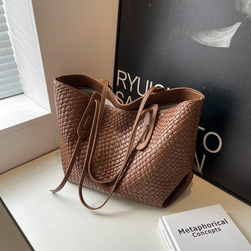 Bridget Woven Texture Shopper Totes
