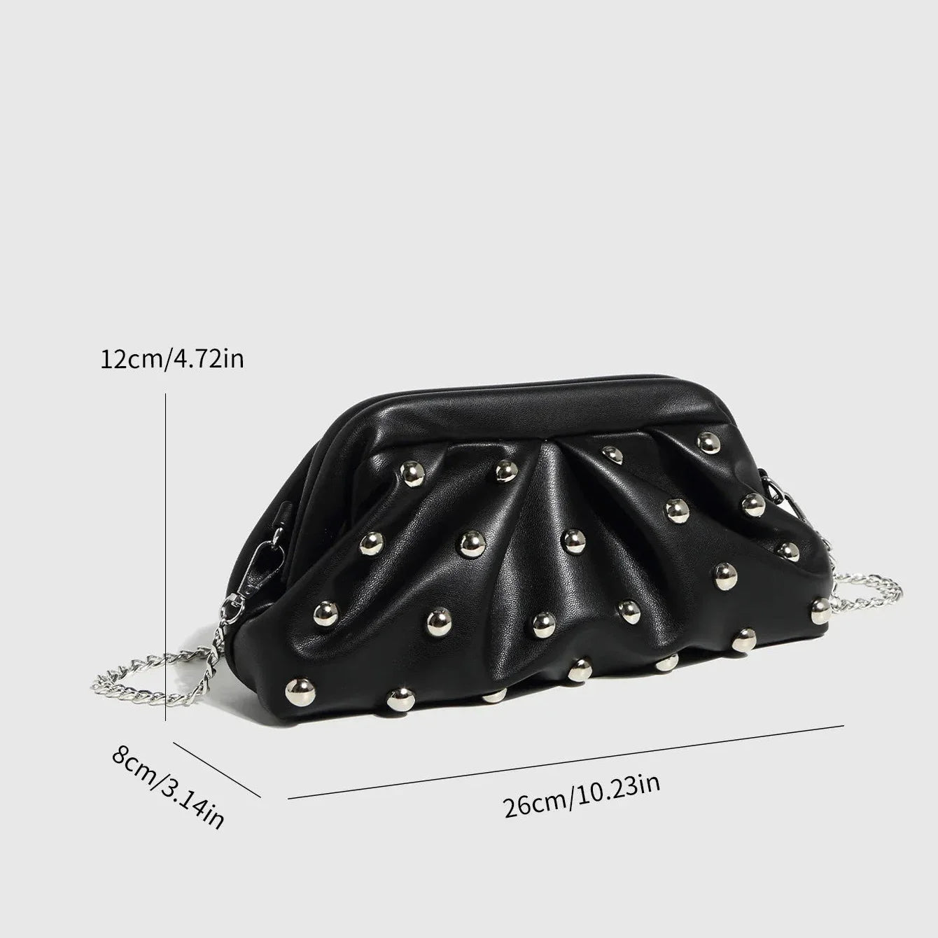 Valentina Chic Vegan Leather Studded Clutch Bag
