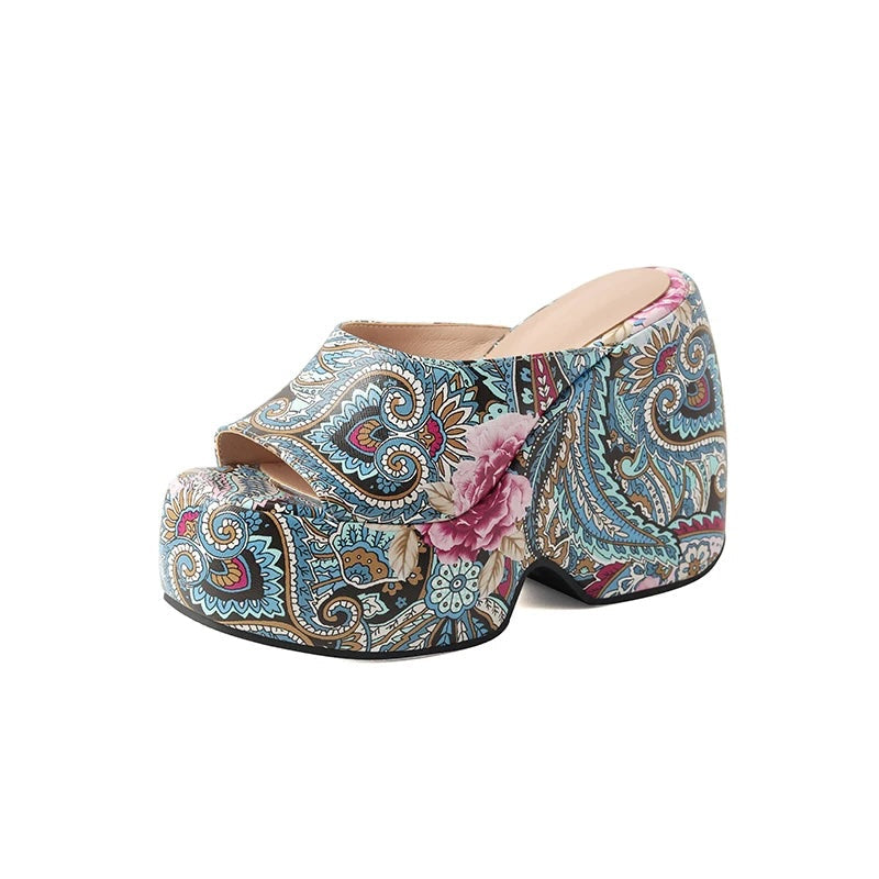Karuna Colorful Paisley Prints Wedge Sandals
