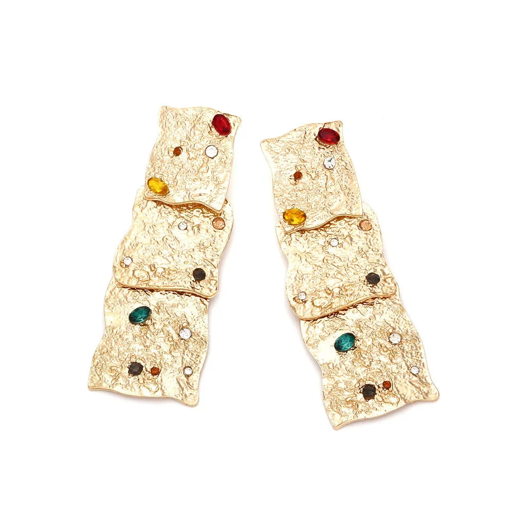 Tatiana Textured Metal Square Drop Earrings