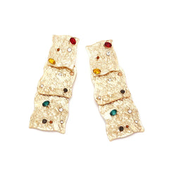 Tatiana Textured Metal Square Drop Earrings