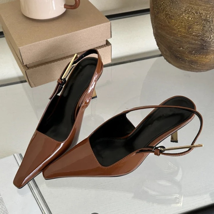 Eileen Pointed Toe Sling Back Kitten Heels