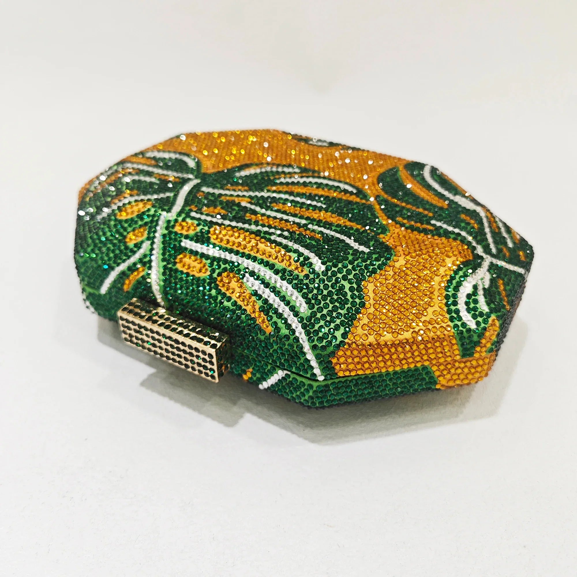 Milo Green Leaf Crystal Evening Clutch