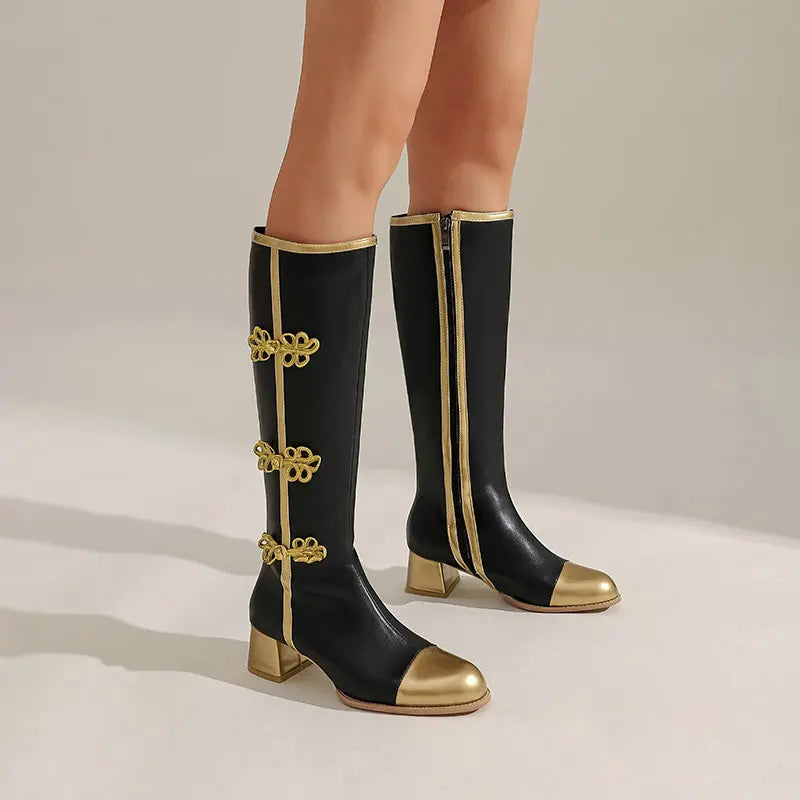 Tallulah Butterfly Knot Victorian Knee High Boots