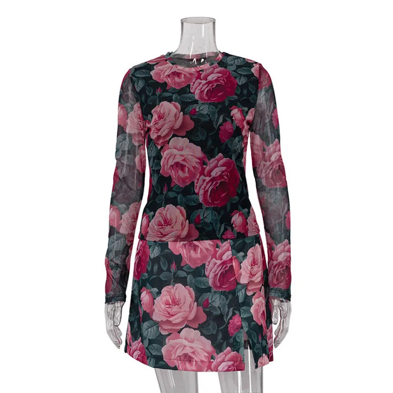 Alisa Floral Prints Top and Skirt Set