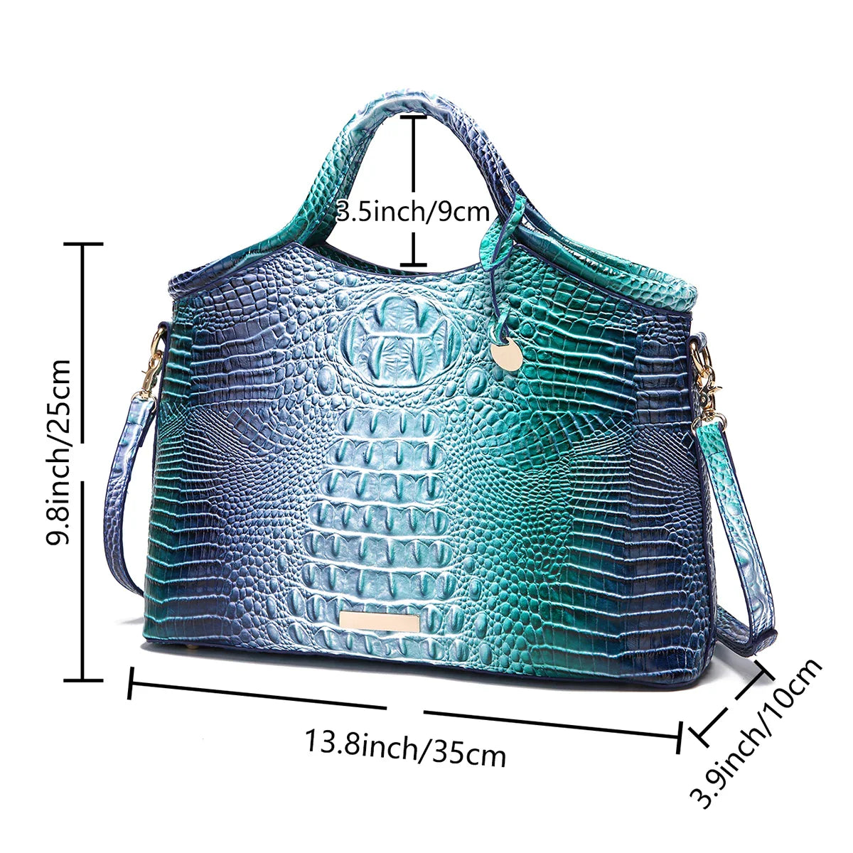 Valentina Croc-Embossed Top-Handle Satchel