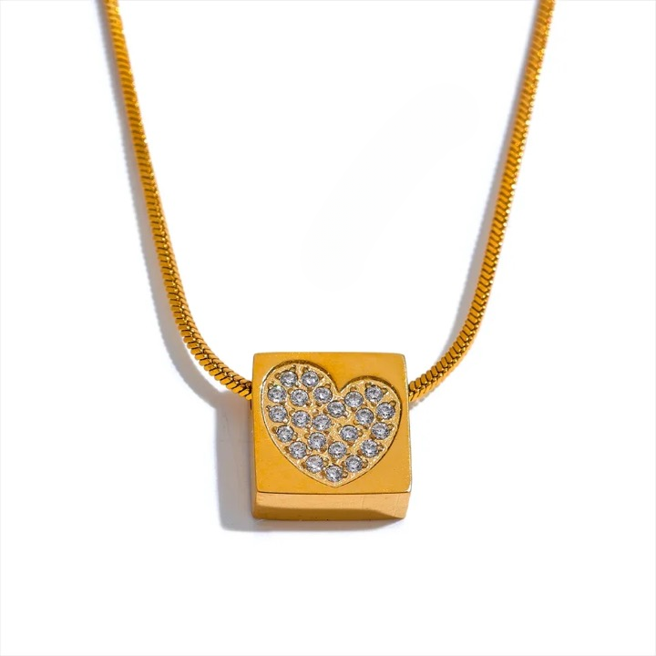 Cubic Zirconia Heart Pendant Necklace