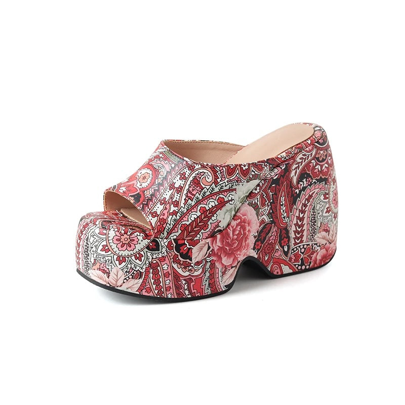 Karuna Colorful Paisley Prints Wedge Sandals