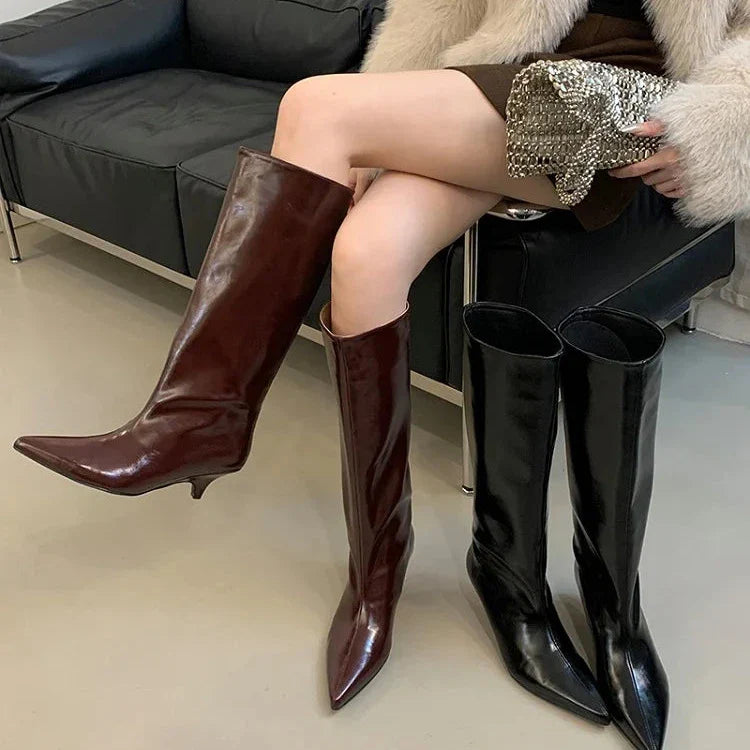 Sofia Kitten Heel Knee High Boots