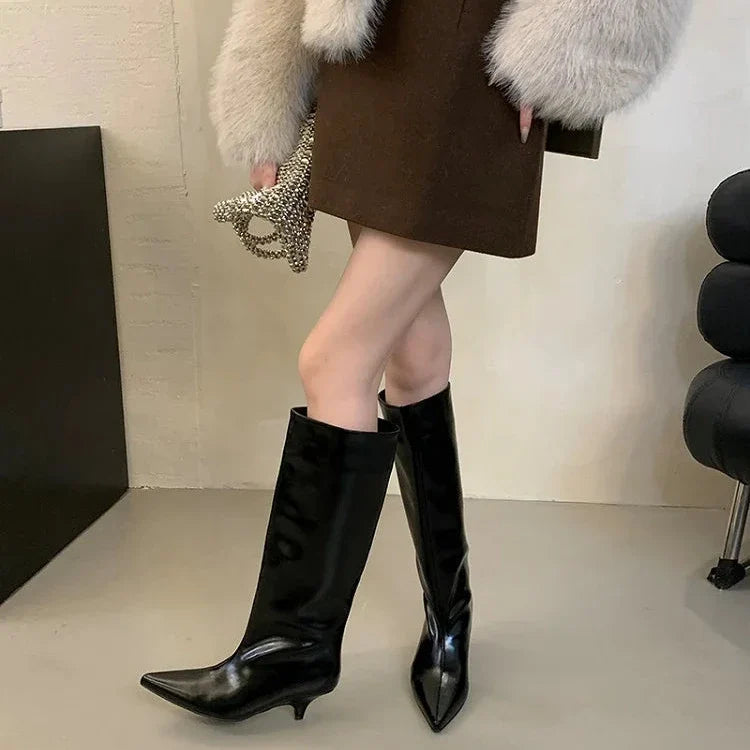 Sofia Kitten Heel Knee High Boots