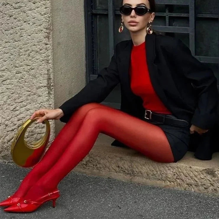 Fire Red Stockings - Sheer or Opaque
