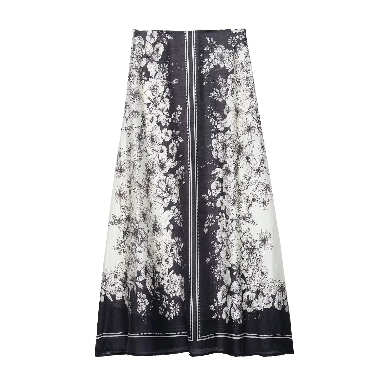 Eliza Dark Vintage Floral Midi Skirt