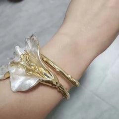 Metal Flower Wrap Bangle Bracelet