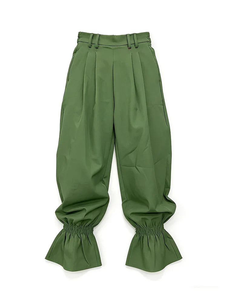 Chiara Ruffle-Hem Cropped Bloomer Pants