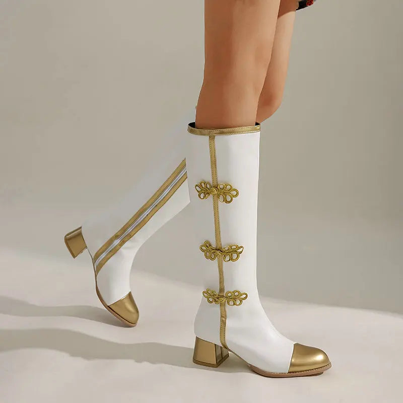 Tallulah Butterfly Knot Victorian Knee High Boots