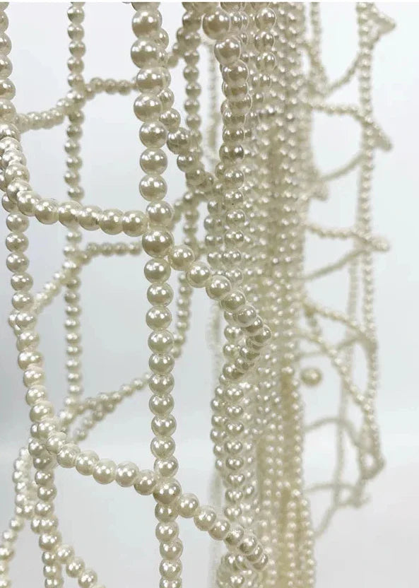 Clara Long Pearl Beads Net Wrap Belt Skirt