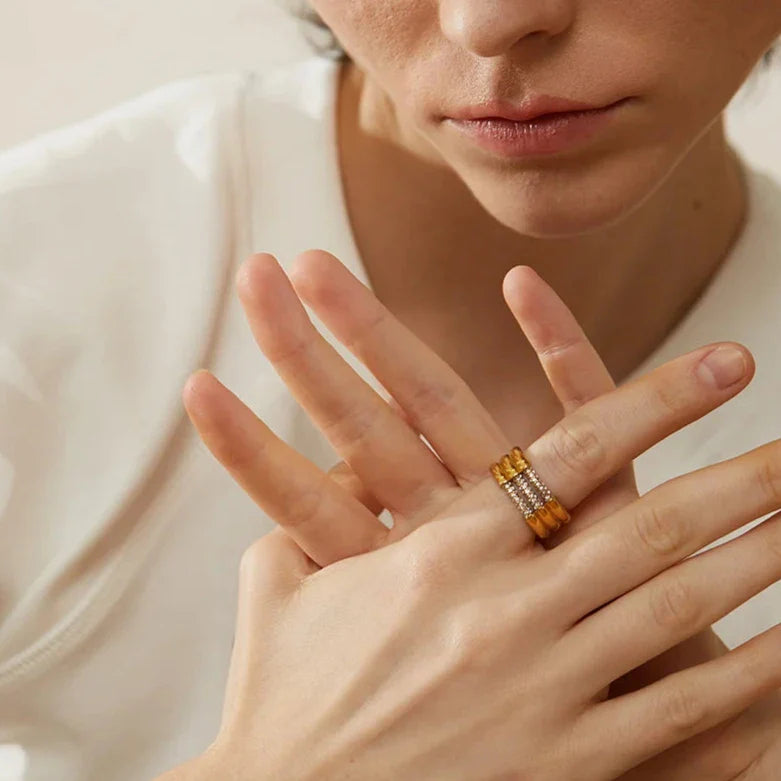 Triple Cubic Zirconia Layer Band Ring