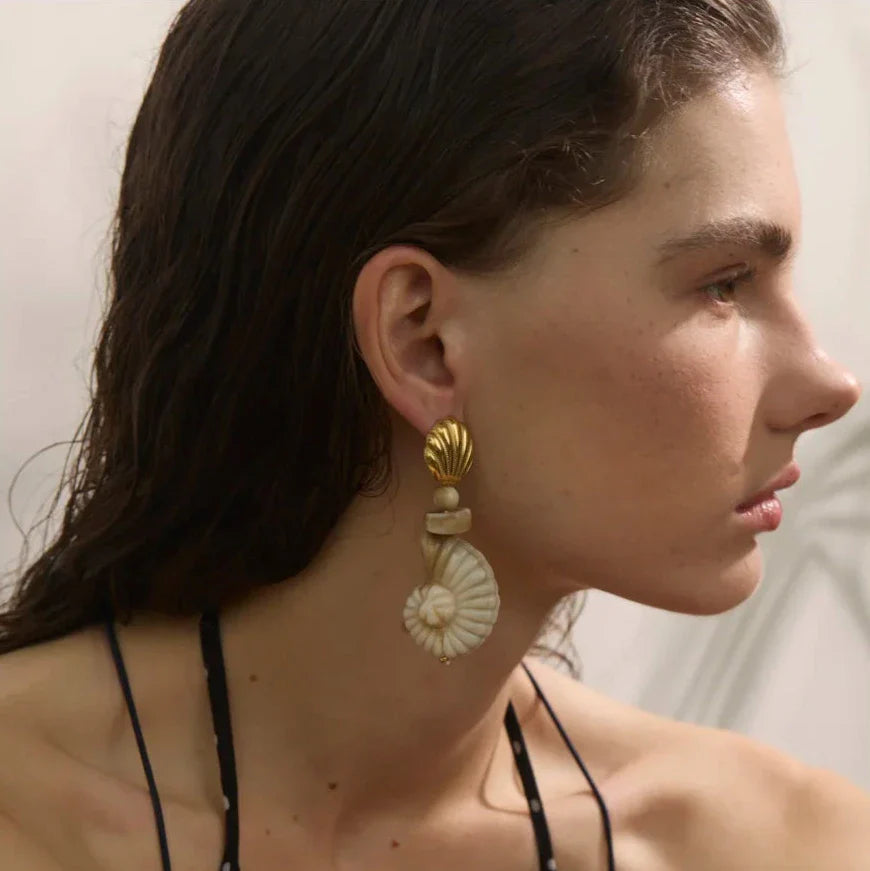 Ocean Resin Shell Conch Drop Earrings