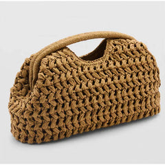 Sena Shell Straw Snap Clutch Bag