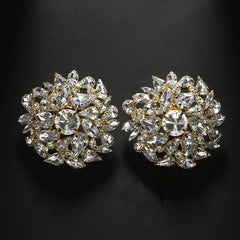 Haylo Round Crystal Clip Earrings