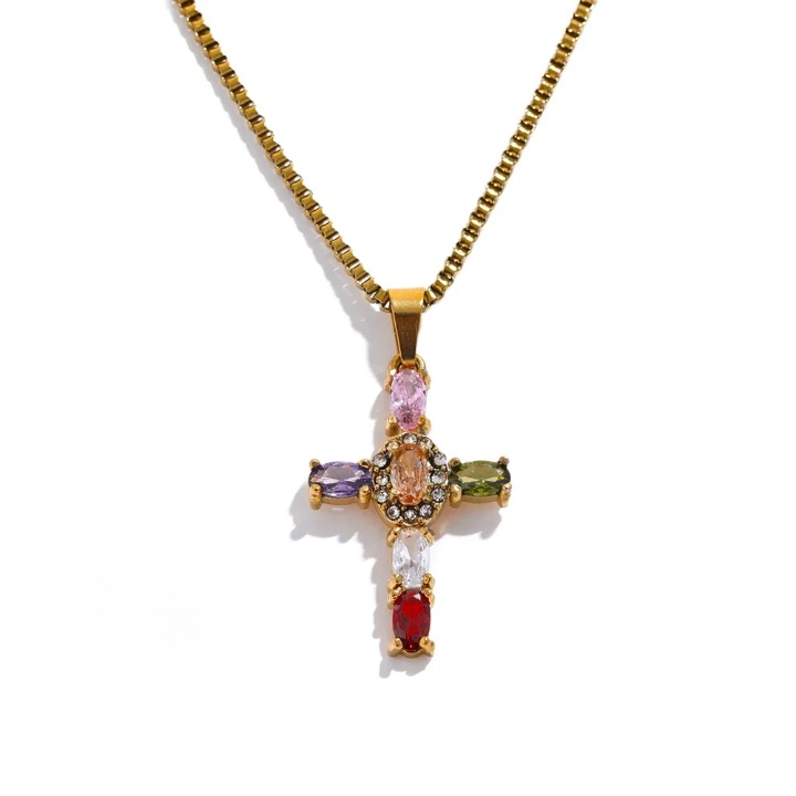 Luxe Cubic Zirconia Cross-Motif Pendant Necklace