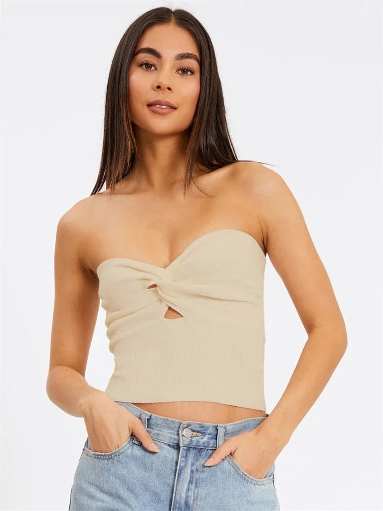 Josh Twisted Knot Knit Mermaid Tube Tops