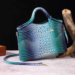 Valentina Croc-Embossed Top-Handle Satchel