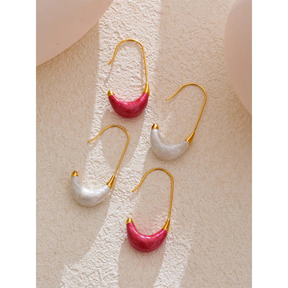 Olana Enamel U Shape Hoop Earrings
