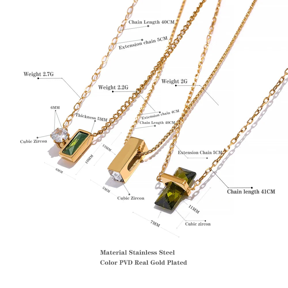 Tanya Cubic Zirconia Square Pendant Necklace