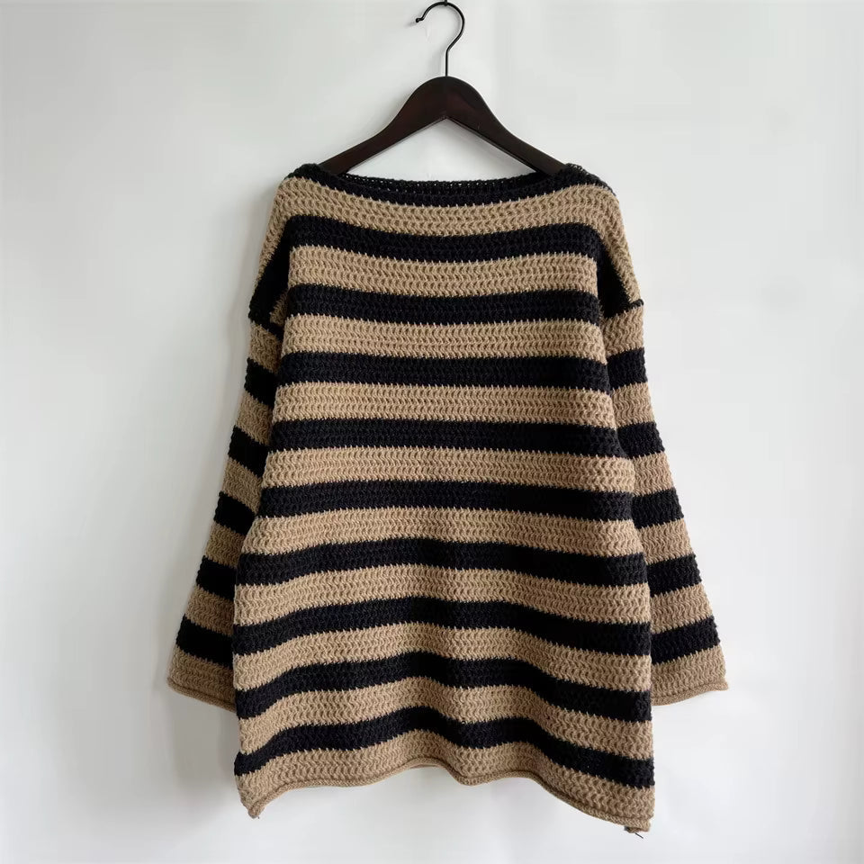 Anneli Striped Knit Oversized Sweater