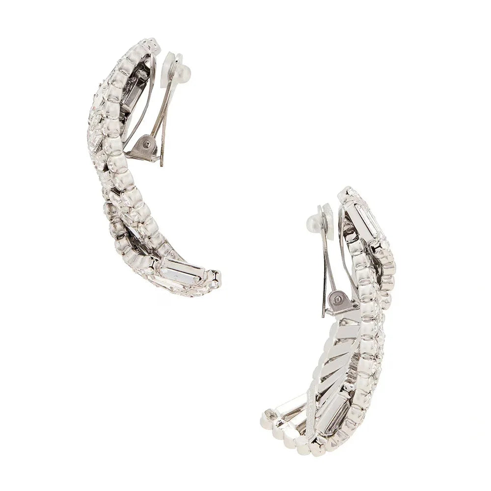 Heran Spiral Rhinestone Clip Cocktail Earrings