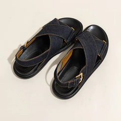 Olive Dark Denim Upper Sling Back Sandals - 39 (US 7.5) SALE