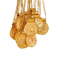 12 Constellation Sign Hammered 18K Gold Pendant Necklaces