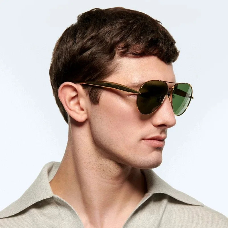 Brixton Metallic Temple Aviator Sunglasses